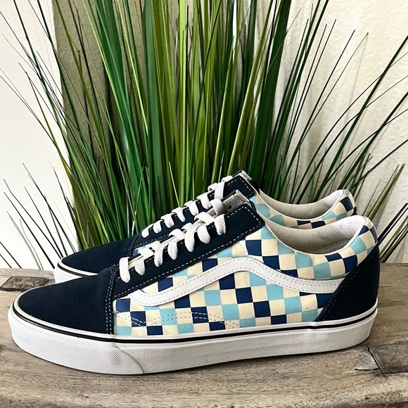 Vans Old School Blue Topaz Checkerboard Sneakers - Picture 1 of 9